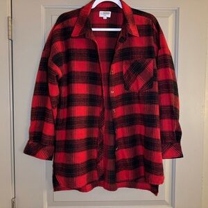 Red and Black Plaid Flannel Shirt